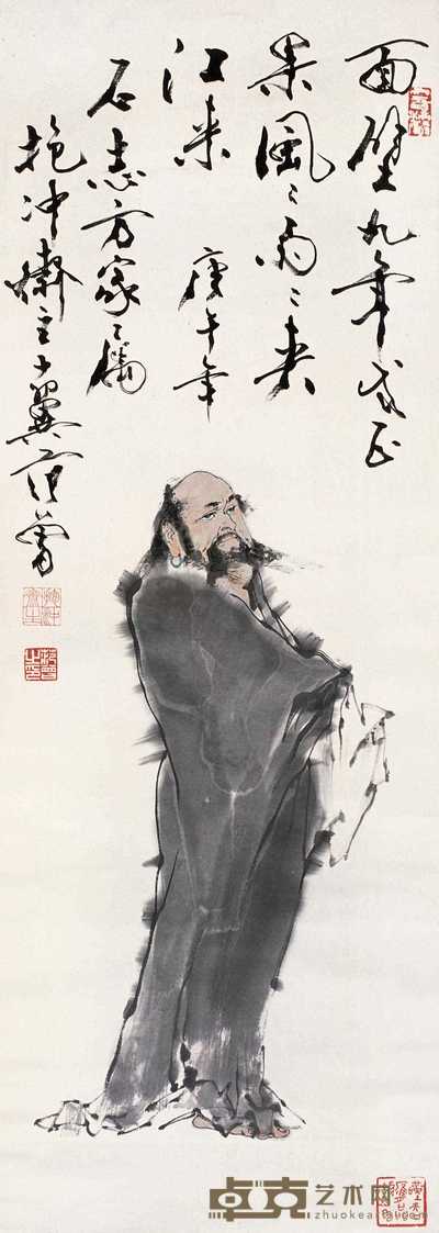 范曾 1990年作 风风雨雨挟江来 立轴 95×33cm